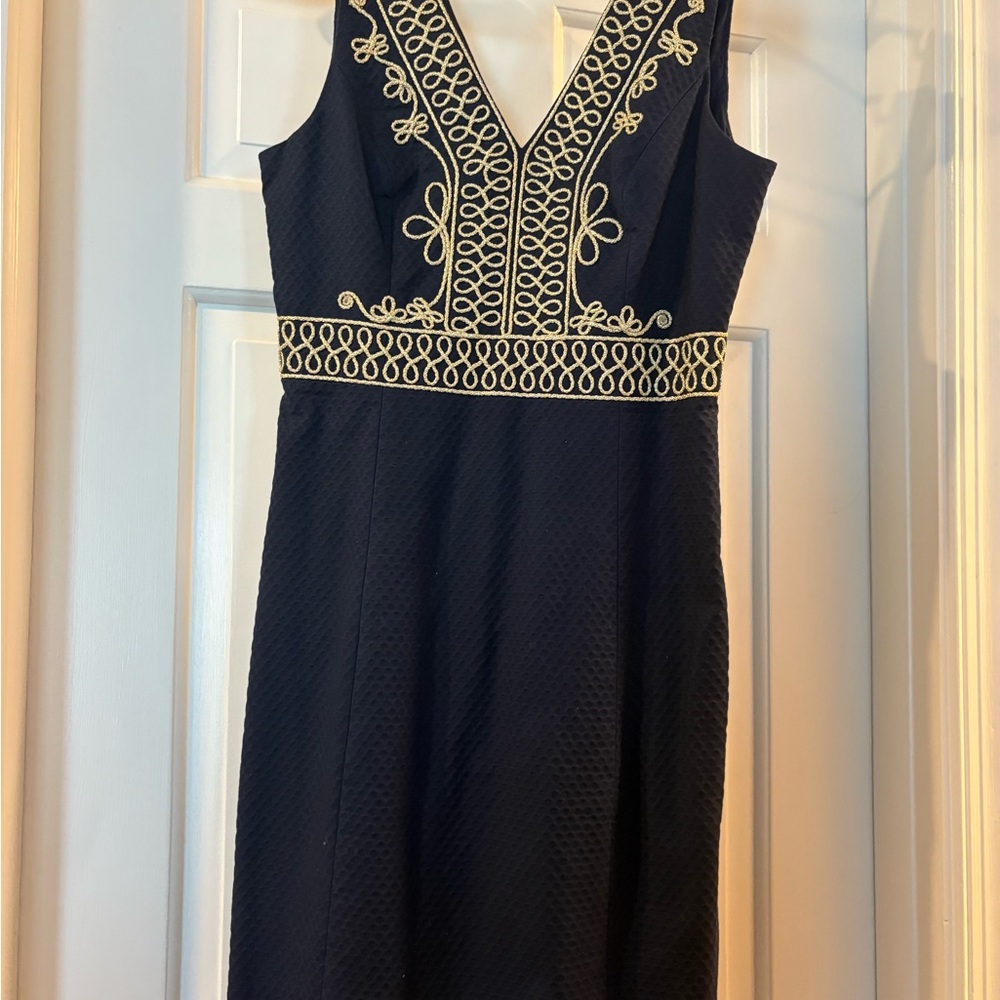 Lilly Pulitzer Black Dress with Gold Embroidery